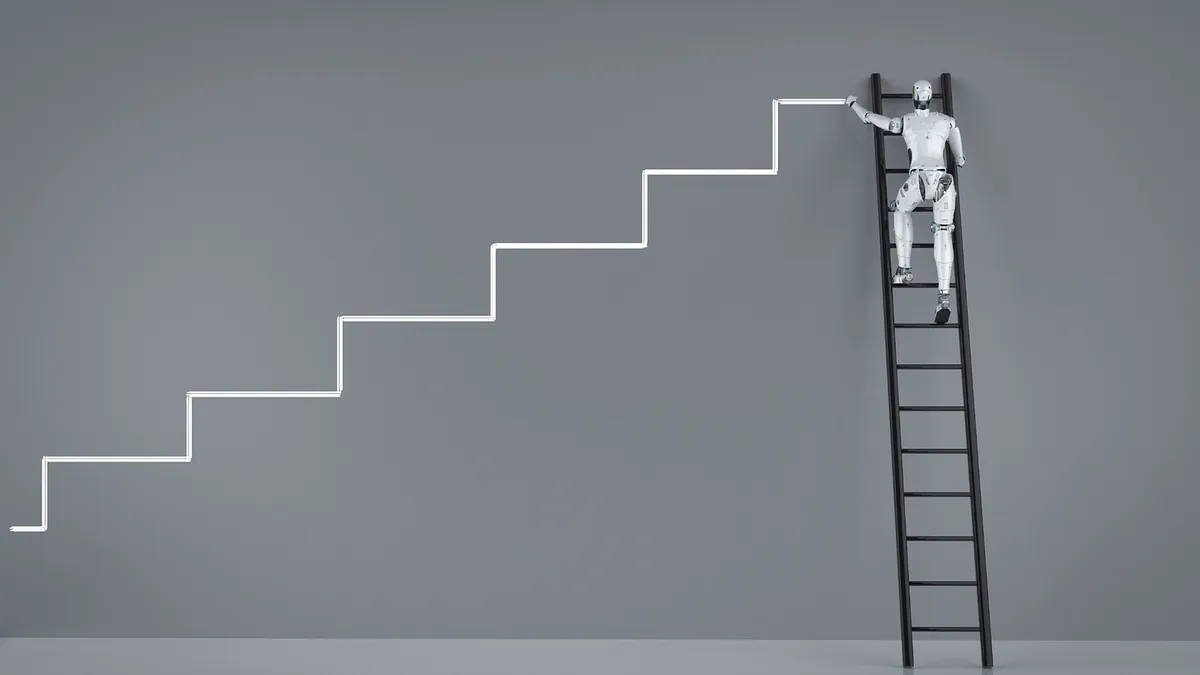 A robot climbing a ladder
AI-generated content may be incorrect.