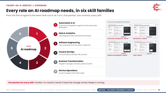 IAC.ai: Every role an AI roadmap needs, in six skill families