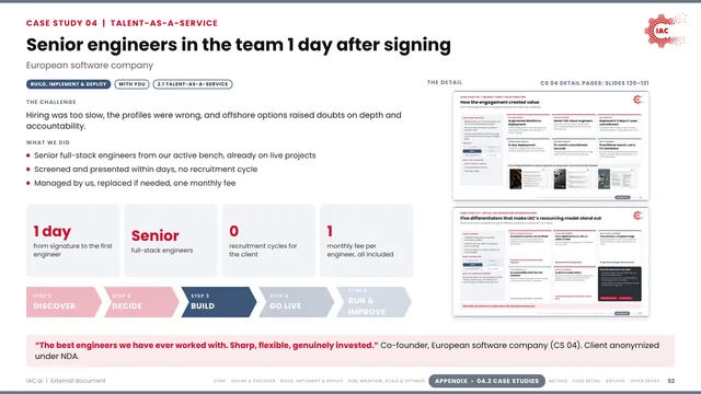 IAC.ai: Senior engineers in the team 1 day after signing