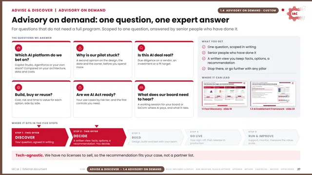 IAC.ai: Advisory on demand: one question, one expert answer