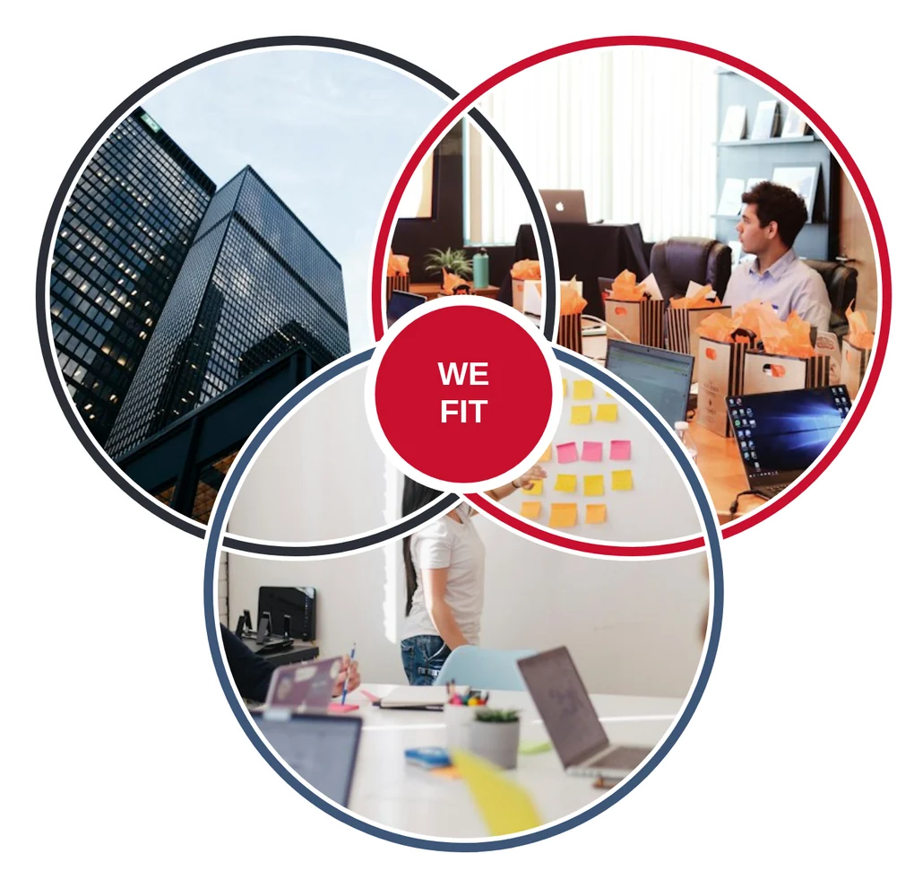 Trois cercles : l'entreprise, le moment, les personnes. Là où ils se croisent, nous avons notre place.
